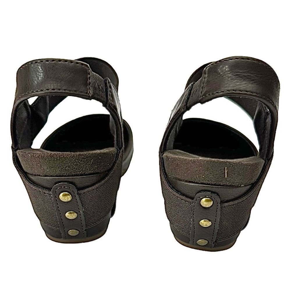 Vintage 7 Eight Brown Leather Wedge Sandals Women’s Size 6.5 Comfortable Chic - Picture 4 of 10